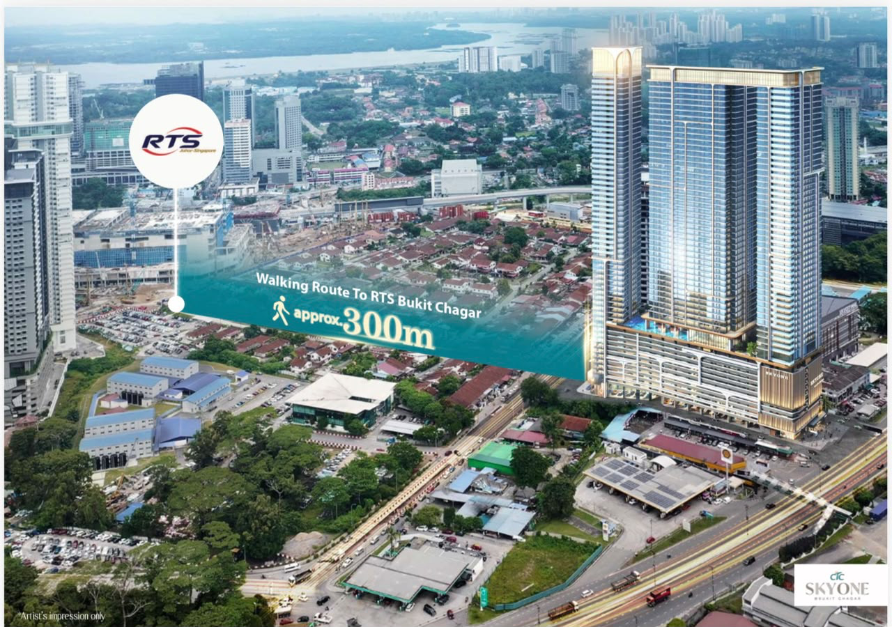 Illustrated route between CTC SKYONE and RTS Bukit Chagar, marked approximately 300 metres